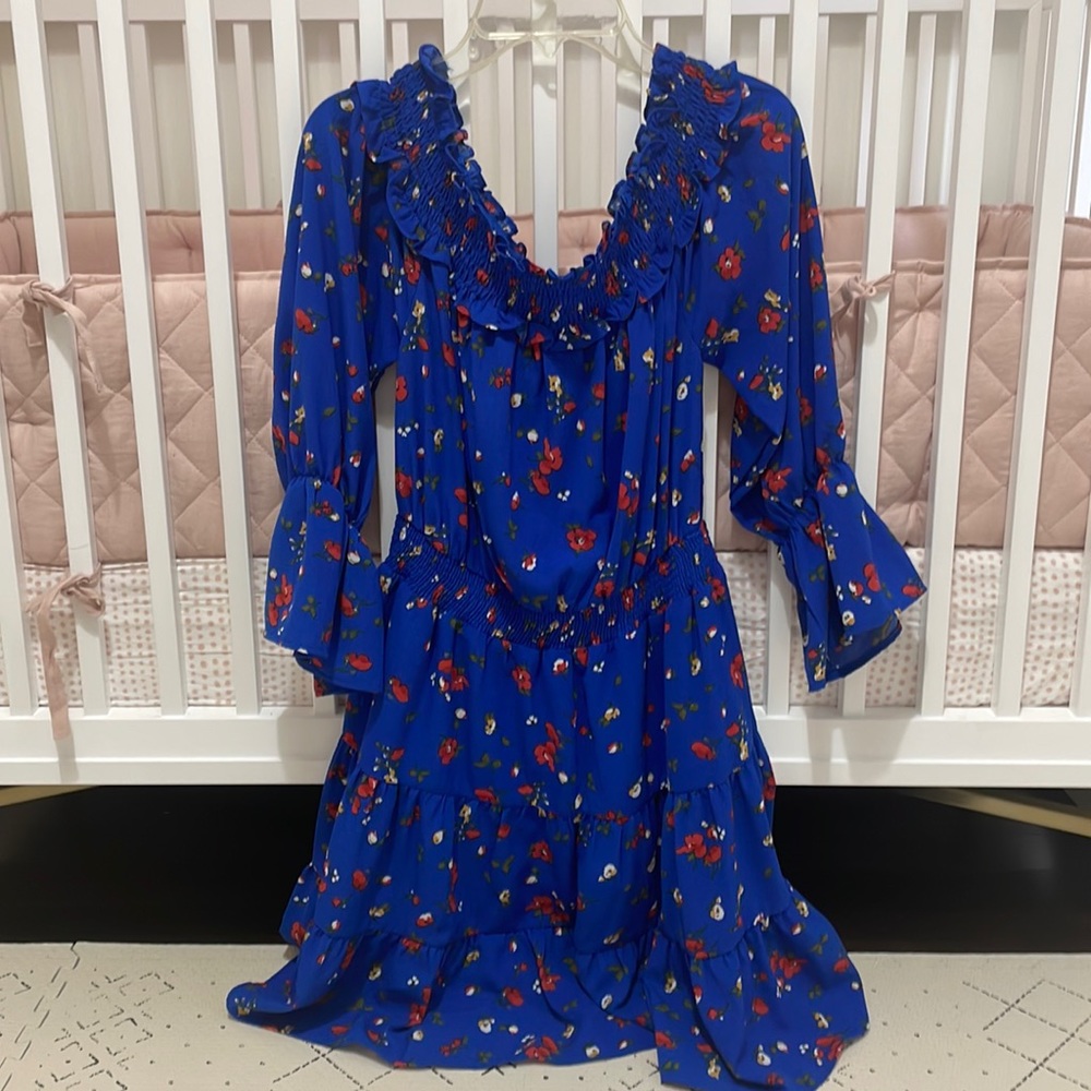 Blue off the shoulder dress